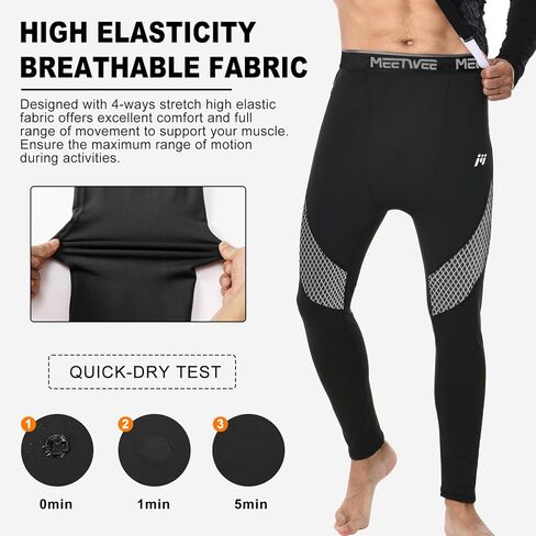 Men's Thermal Pants Fleece Lined Long Johns Compression Bottom Athletic Base Layer Cold Weather Gear in Saudi Arabia
