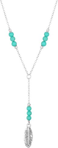 Amazon Essentials Sterling Silver Western Feather Beaded Y-Necklace in Saudi Arabia