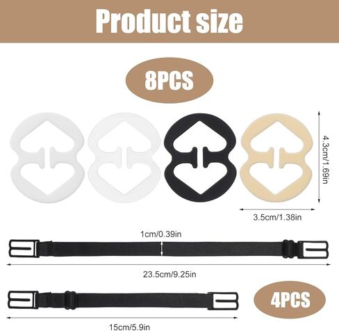 8 Pcs Bra Strap Holders for Slipping Women’s Bra Clips to Make Racerback with 4 Non-Slip Underwear Strap, Shoulder Straps Clip Conceal Converter Holders Accessory for Dress Shirts Ball Gown in Saudi Arabia