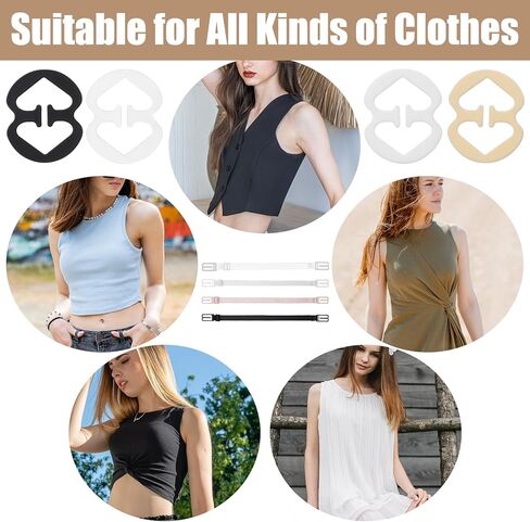 8 Pcs Bra Strap Holders for Slipping Women’s Bra Clips to Make Racerback with 4 Non-Slip Underwear Strap, Shoulder Straps Clip Conceal Converter Holders Accessory for Dress Shirts Ball Gown in Saudi Arabia