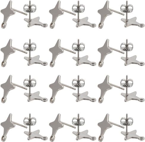 SUNNYCLUE 1 Box 60Pcs Star Earrings Post Earring Posts with Loop & 80Pcs Stainless Steel Ear Backs Real 18k Gold Plated Five Pointed Stars Earring Studs Findings for Jewelry Making Supplies DIY Craft in Saudi Arabia