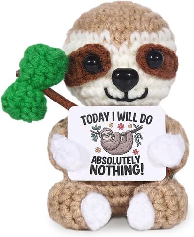 Funny Sloth Crochet Gifts for Coworkers Women Men,Inspirational Handmade Positive Sloth Decor, Small Cute Knitted Sloth for Her Him Friends Coworkers in Saudi Arabia