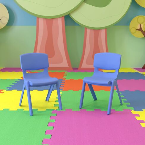 Flash Furniture Whitney 8 Pack Blue Plastic Stackable School Chair with 12'' Seat Height in Saudi Arabia