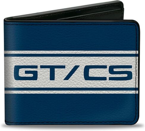 محفظة Buckle-Down للرجال من البولي يوريثان ثنائية الطي - Ford Mustang GT/CS مخططة باللون الأزرق/الأبيض، متعددة الألوان، 4.0 بوصة × 3.5 بوصة in Kuwait