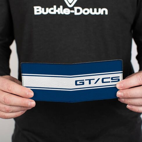 محفظة Buckle-Down للرجال من البولي يوريثان ثنائية الطي - Ford Mustang GT/CS مخططة باللون الأزرق/الأبيض، متعددة الألوان، 4.0 بوصة × 3.5 بوصة in Kuwait