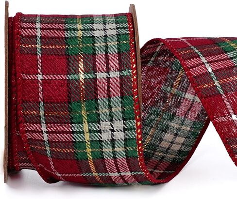 LaRibbons Red and White Strip Ribbon Wired, 2.5 Inches x 20 Yards Wired Edge Ribbon for Christmas, Memorial, Patriotic Day Wreath Bow, Outdoor Decoration in Kuwait