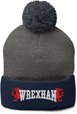 Wrexham AFC Dragon Embroidered Pompom Beanie Hat, Wrexham Football Club Soccer Gift in Saudi Arabia