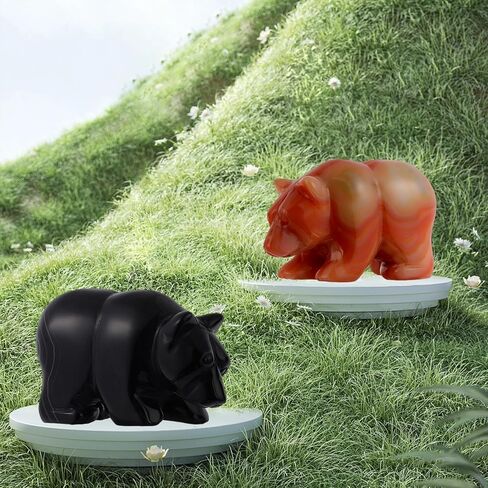 3" Red Banded Carnelian Crystal Bear Figurine Gifts for Hand Carved, Gemstone for Office Bear Statues Home Decor in Saudi Arabia
