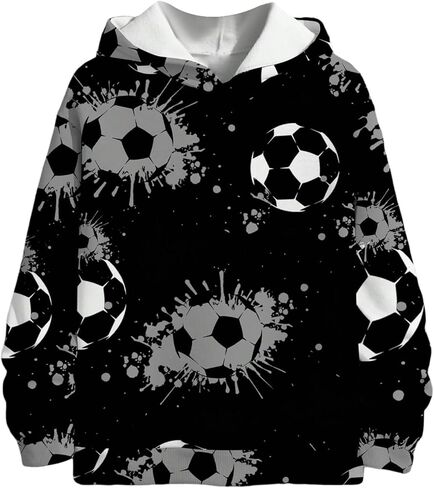 SweatyRocks Boy's Casual Fleece Hooded Sweatshirts Long Sleeve Soccer Graphic Pullover Hoodies in Saudi Arabia