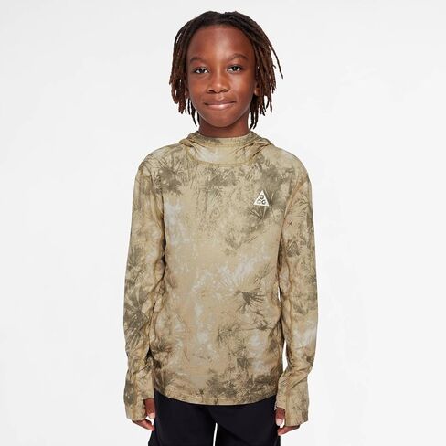 Nike ACG Big Kids Dri-FIT UV Long-Sleeve Hooded Top (HF8816-297, Parachute Beige/Summit White) in Saudi Arabia