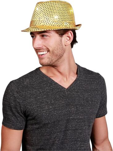 blinkee LED Flashing Fedora Hat with Gold Sequins in Saudi Arabia