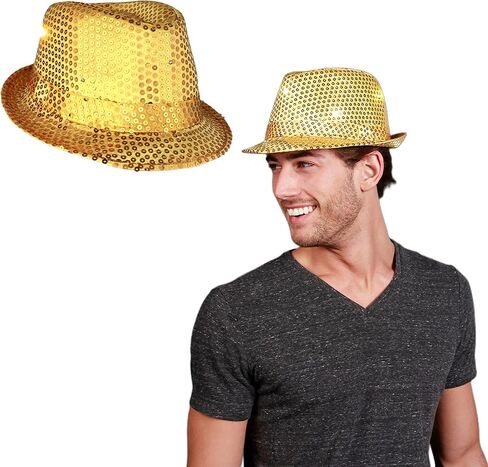 blinkee LED Flashing Fedora Hat with Gold Sequins in Saudi Arabia