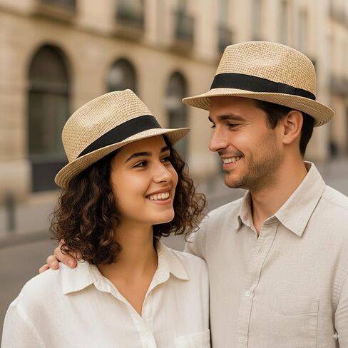 Straw Fedora Hats for Men Women Trilby Fedora Hat Roll Up Hats 1920s Short Brim Panama Hats in Saudi Arabia
