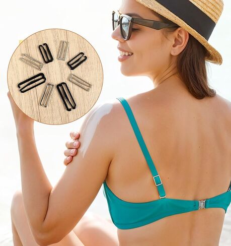 Bra Hooks, 48 Pcs Bra Clasp Replacement Strap Hooks for Women Lingerie Bathing Suit, 4 Sizes (Black, Gray) in Saudi Arabia