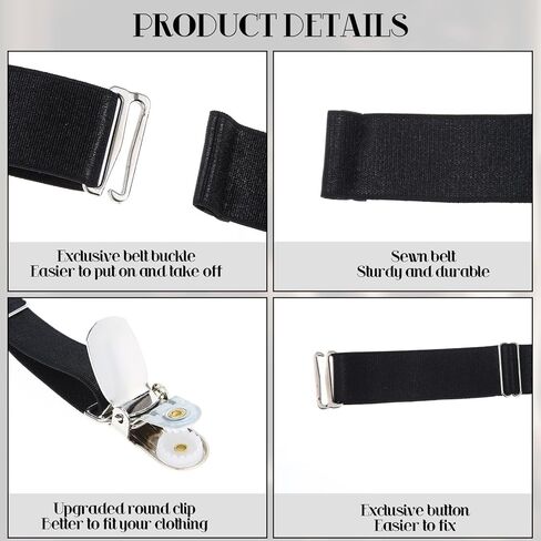 Women Adjustable Garter Belt, Women Black Simplicity Sexy Suspender Garter Belt with High Elastic Straps and Metal Clips Thigh High Stockings Suspender for Womens (Black, 4 Straps) in Saudi Arabia