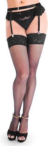 Women Adjustable Garter Belt, Women Black Simplicity Sexy Suspender Garter Belt with High Elastic Straps and Metal Clips Thigh High Stockings Suspender for Womens (Black, 4 Straps) in Saudi Arabia