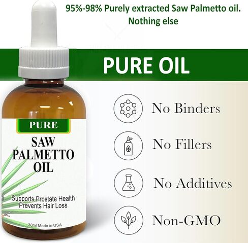 Pure Saw Palmetto Oil Organic Natural 60-90-day Supply Unlike Inefficient Powders Support Prostate Health Sleep Better Reduce Frequent Urination DHT Blocker Stop Hair Loss (1 Fl Oz) in Saudi Arabia