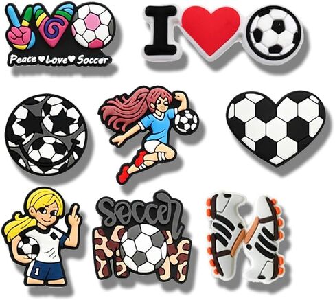 16Pcs Soccer Girls Shoe Charms, Ideal Gift for Soccer Lovers, Soccer Sports Shoe Decoration Charm Accessories for Girls Adult Women in Saudi Arabia