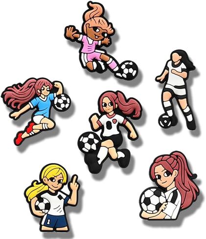 16Pcs Soccer Girls Shoe Charms, Ideal Gift for Soccer Lovers, Soccer Sports Shoe Decoration Charm Accessories for Girls Adult Women in Saudi Arabia