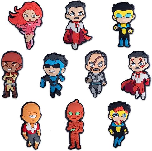 Invincible 10 Pcs Comic Super Hero Shoe Charms Croc Clog Shoe Decoration Accessories in Saudi Arabia
