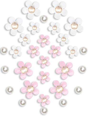 30Pcs Flower Shoe Charms for Women, Cute Acrylic Daisy Charms with Pearls Decoration for Girls' Clog Sandals, DIY Shoe Decoration Charms, Perfect Birthday Party Favors in Saudi Arabia