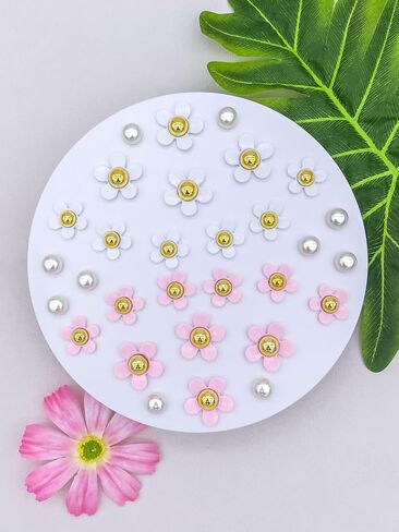 30Pcs Flower Shoe Charms for Women, Cute Acrylic Daisy Charms with Pearls Decoration for Girls' Clog Sandals, DIY Shoe Decoration Charms, Perfect Birthday Party Favors in Saudi Arabia