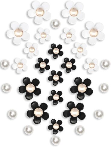 30Pcs Flower Shoe Charms for Women, Cute Acrylic Daisy Charms with Pearls Decoration for Girls' Clog Sandals, DIY Shoe Decoration Charms, Perfect Birthday Party Favors in Saudi Arabia