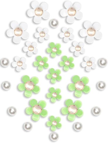 30Pcs Flower Shoe Charms for Women, Cute Acrylic Daisy Charms with Pearls Decoration for Girls' Clog Sandals, DIY Shoe Decoration Charms, Perfect Birthday Party Favors in Saudi Arabia