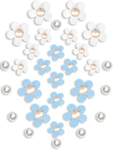 30Pcs Flower Shoe Charms for Women, Cute Acrylic Daisy Charms with Pearls Decoration for Girls' Clog Sandals, DIY Shoe Decoration Charms, Perfect Birthday Party Favors in Saudi Arabia