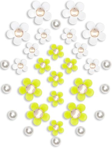 30Pcs Flower Shoe Charms for Women, Cute Acrylic Daisy Charms with Pearls Decoration for Girls' Clog Sandals, DIY Shoe Decoration Charms, Perfect Birthday Party Favors in Saudi Arabia