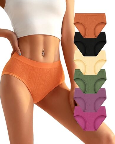 6 Pack Women Seamless Soft Stretch Mid Rise Underwear Set, Soft Touch Smooth Fit Daily Wear No Show Panties in Saudi Arabia