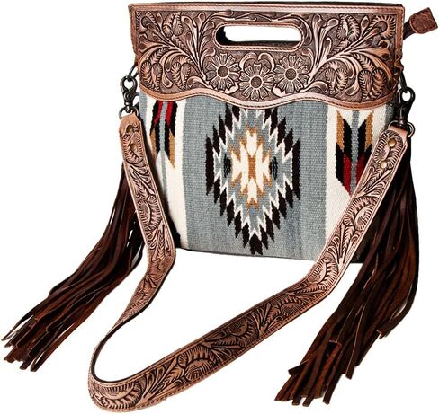American Darling Clutch Hand Tooled Saddle Blanket Genuine Leather Women Bag Western Handbag Purse| in Saudi Arabia