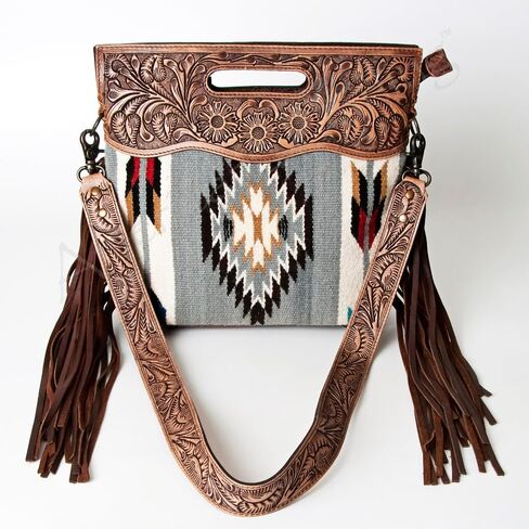 American Darling Clutch Hand Tooled Saddle Blanket Genuine Leather Women Bag Western Handbag Purse| in Saudi Arabia