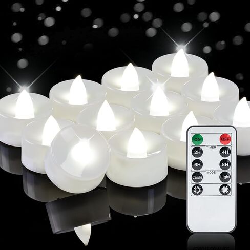 Homemory 12pcs Flameless LED Tea Lights with Remote & Timer, 400+Hours Realistic Flickering Battery Candles for Seasonal, Tabletop, and Centerpieces Decor in Saudi Arabia