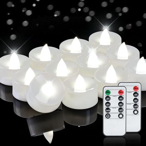 Homemory 12pcs Flameless LED Tea Lights with Remote & Timer, 400+Hours Realistic Flickering Battery Candles for Seasonal, Tabletop, and Centerpieces Decor in Saudi Arabia