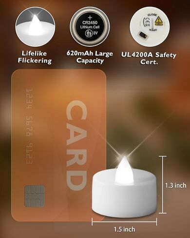Homemory 12pcs Flameless LED Tea Lights with Remote & Timer, 400+Hours Realistic Flickering Battery Candles for Seasonal, Tabletop, and Centerpieces Decor in Saudi Arabia
