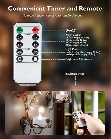 Homemory 12pcs Flameless LED Tea Lights with Remote & Timer, 400+Hours Realistic Flickering Battery Candles for Seasonal, Tabletop, and Centerpieces Decor in Saudi Arabia