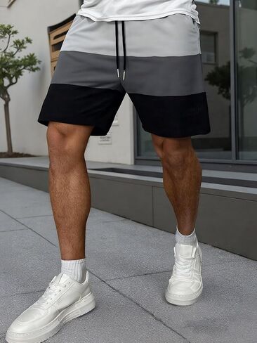 Men's Color Block Loose Shorts Quick-Dry Stretch with Pockets in Saudi Arabia