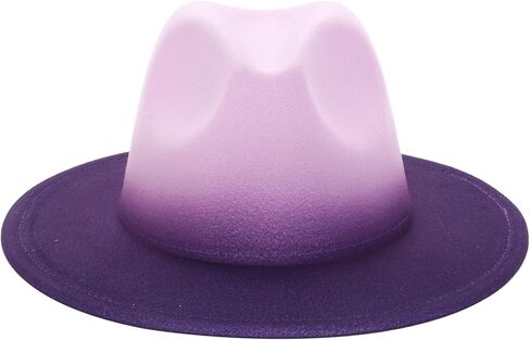 Gradient-Colored Dress Hats for Men, Women's Fedoras, Felt Panama Wide-Brimmed Hats, Suitable for Holiday Parties. in Saudi Arabia