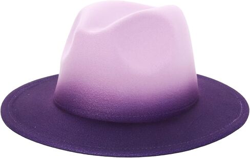 Gradient-Colored Dress Hats for Men, Women's Fedoras, Felt Panama Wide-Brimmed Hats, Suitable for Holiday Parties. in Saudi Arabia