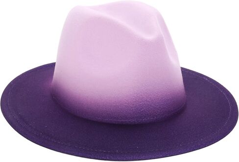 Gradient-Colored Dress Hats for Men, Women's Fedoras, Felt Panama Wide-Brimmed Hats, Suitable for Holiday Parties. in Saudi Arabia