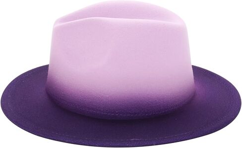Gradient-Colored Dress Hats for Men, Women's Fedoras, Felt Panama Wide-Brimmed Hats, Suitable for Holiday Parties. in Saudi Arabia
