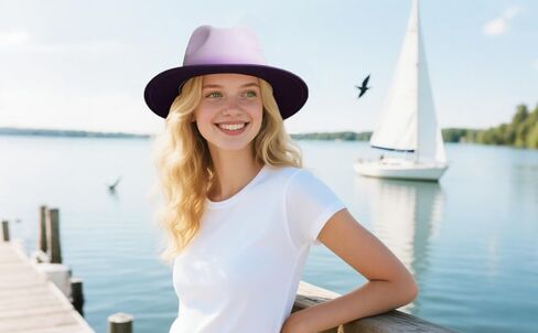 Gradient-Colored Dress Hats for Men, Women's Fedoras, Felt Panama Wide-Brimmed Hats, Suitable for Holiday Parties. in Saudi Arabia