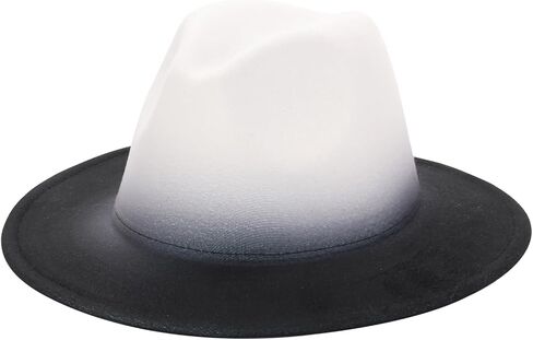 Gradient-Colored Dress Hats for Men, Women's Fedoras, Felt Panama Wide-Brimmed Hats, Suitable for Holiday Parties. in Saudi Arabia