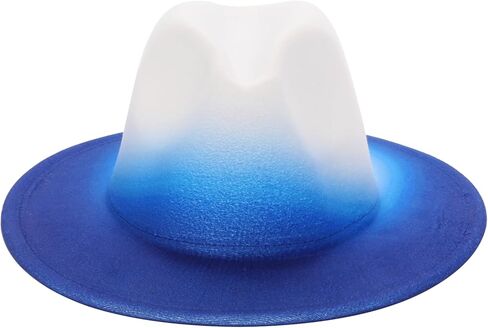 Gradient-Colored Dress Hats for Men, Women's Fedoras, Felt Panama Wide-Brimmed Hats, Suitable for Holiday Parties. in Saudi Arabia