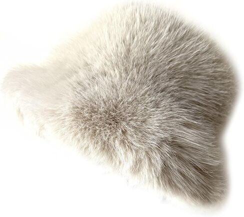 FHQHTH Women's Fluffy Faux Fur Bucket Hat Warm Fuzzy Winter Cap Cozy Soft Outdoor Fashion Hat in Saudi Arabia