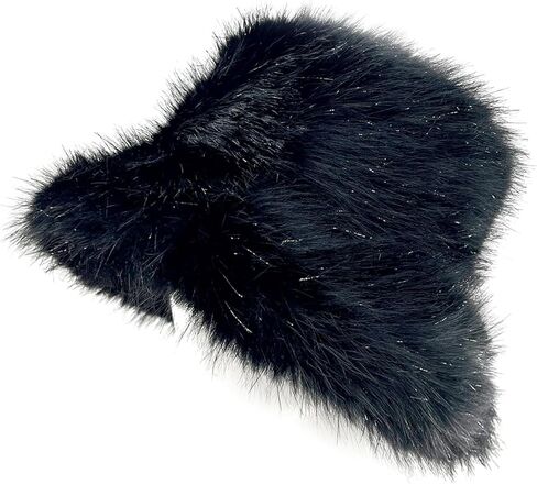 FHQHTH Women's Fluffy Faux Fur Bucket Hat Warm Fuzzy Winter Cap Cozy Soft Outdoor Fashion Hat in Saudi Arabia