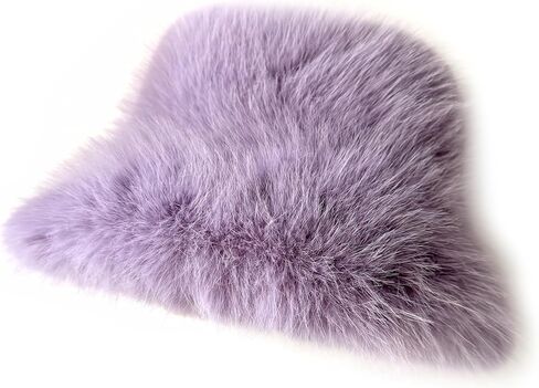 FHQHTH Women's Fluffy Faux Fur Bucket Hat Warm Fuzzy Winter Cap Cozy Soft Outdoor Fashion Hat in Saudi Arabia