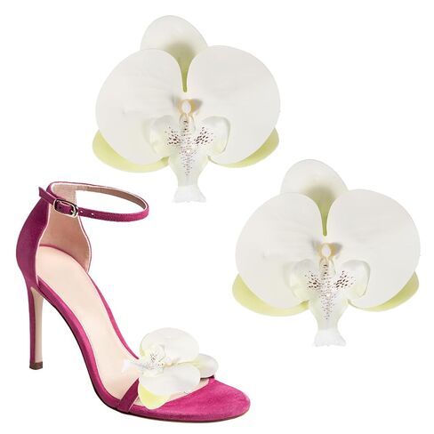 PATIKIL Flower Shoe Clips, 2Pcs Removable Decorative Bow Shoe Clips Butterfly Orchid Accessories Fashion Charms for Women Wedding Party Beach Vacation High Heel Sandals, Light Pink in Saudi Arabia