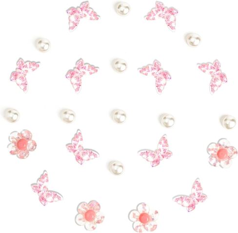 Butterfly Shoe Charms for Girls, Sparkling Rhinestones, Flowers,Pearl Shoe Decoration Charms Accessories, DIY Shoe Decoration Charms for Party Favor, Ideal Gift in Saudi Arabia